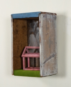 The Illusion of Home | Found box, basswood, acrylic | 5 3/4"w x 10"h x 5 1/8"d | © Dave Roth 2019 | Sold
